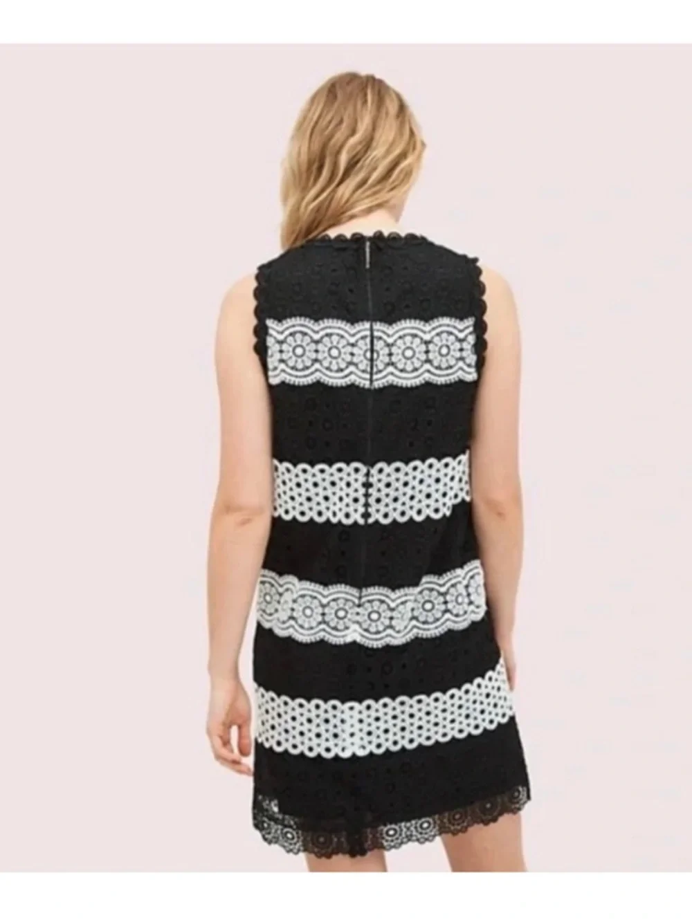 kate spade Black and white floral dot lace shift lined dress size 0 NWT